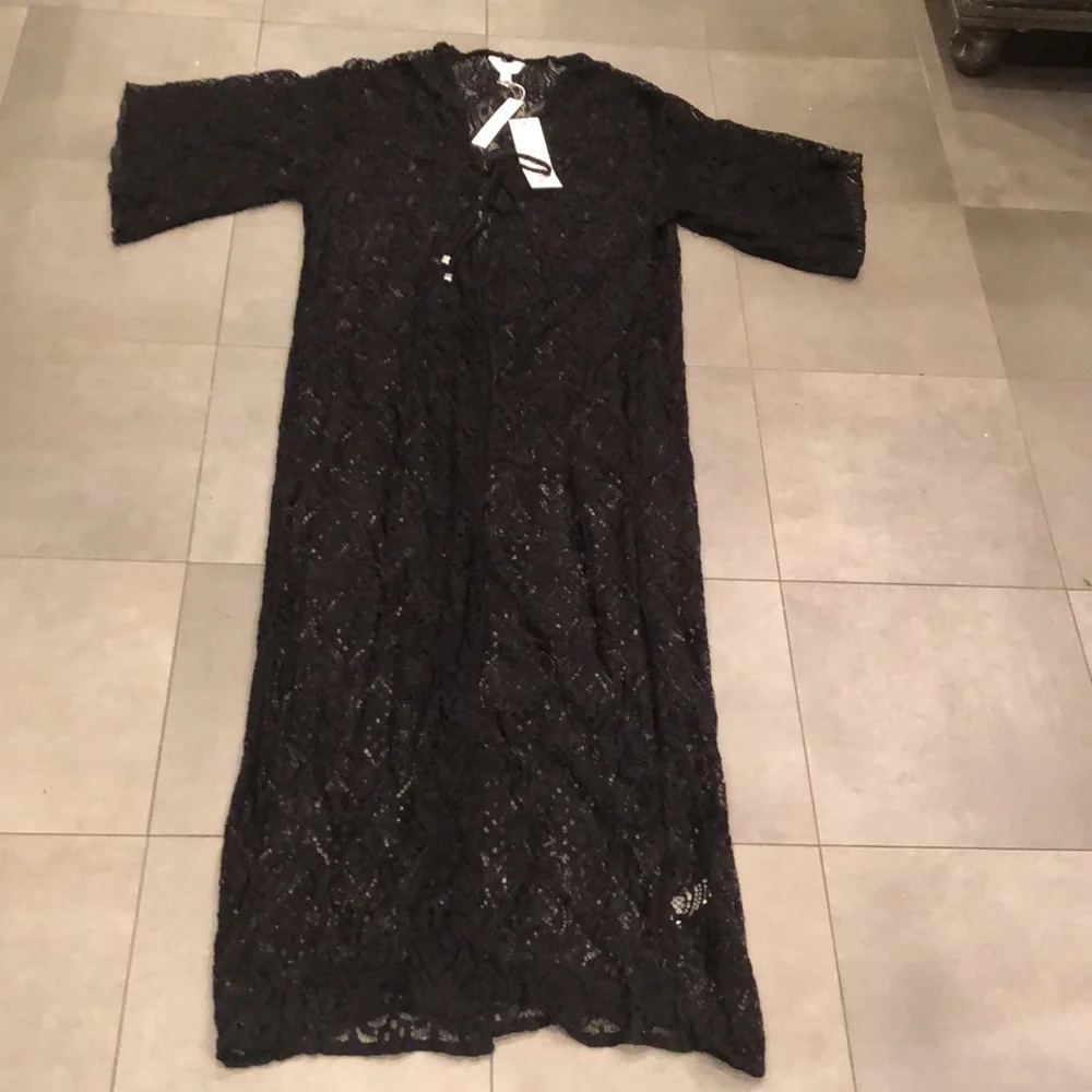 Elan Beach Long Black Lace Cover Up - Picture 9 of 15